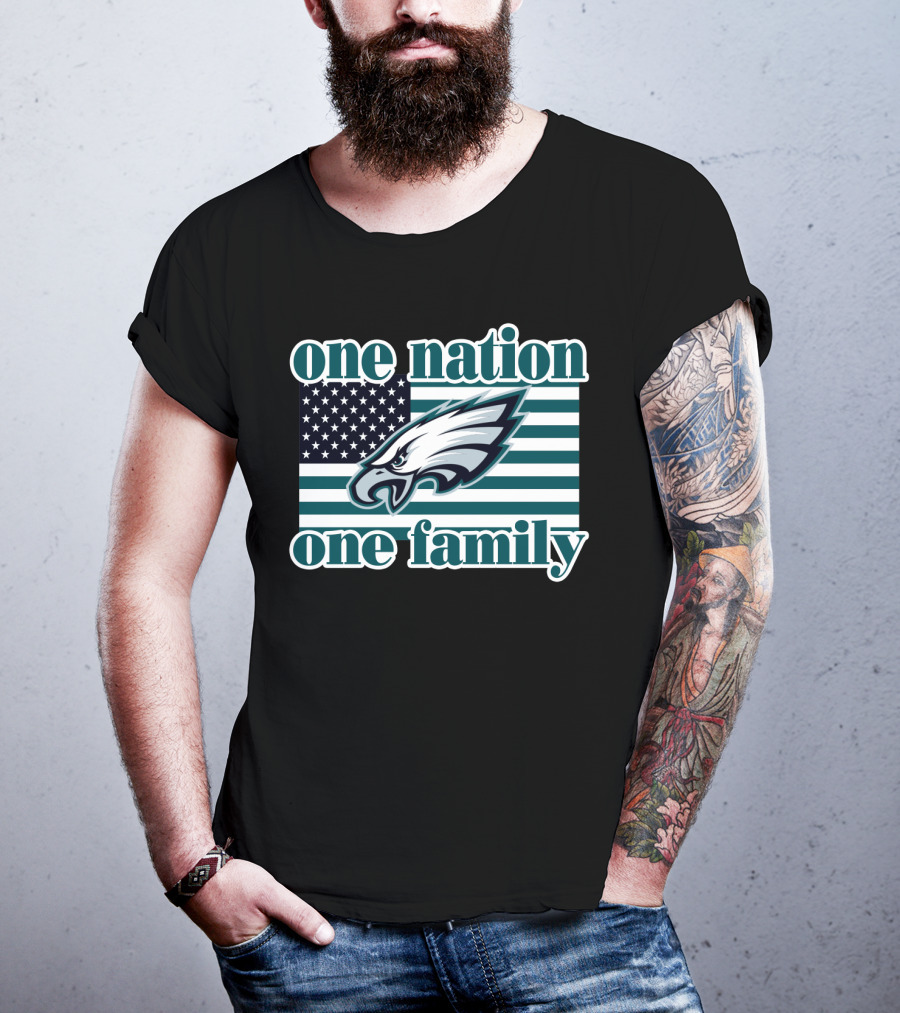 One Nation One Family Philadelphia Eagles Flag T-Shirt