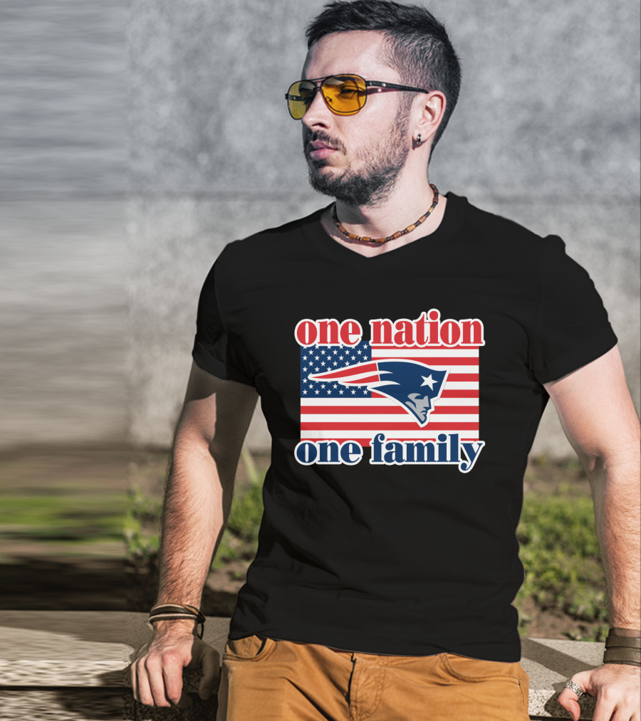 One Nation One Family New England Patriots Flag T-Shirt