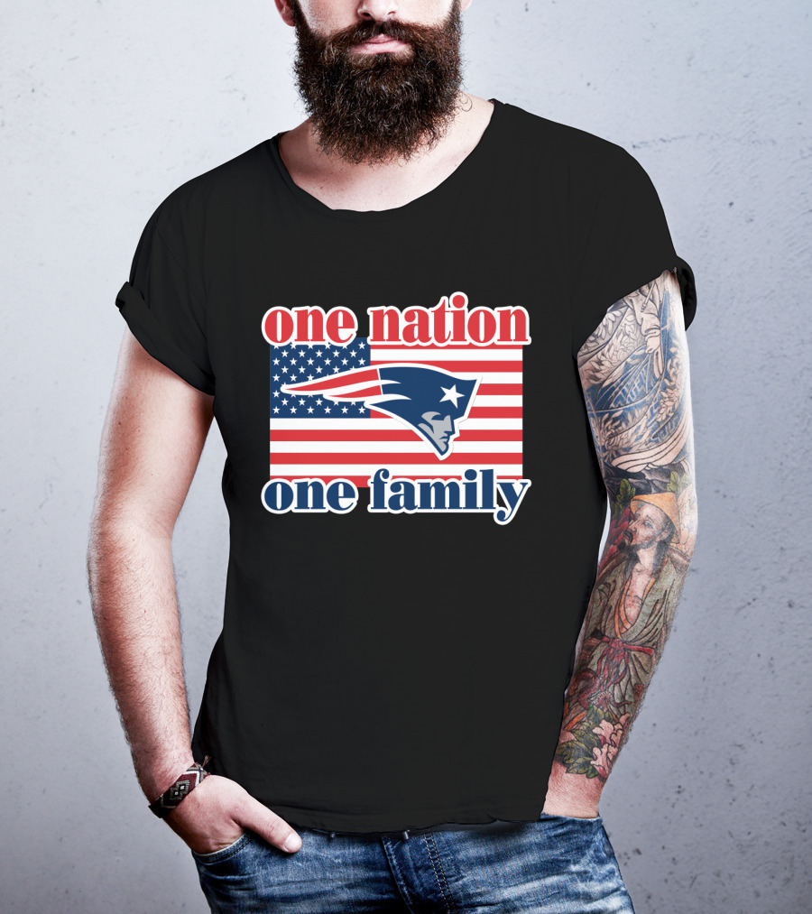 One Nation One Family New England Patriots Flag T-Shirt
