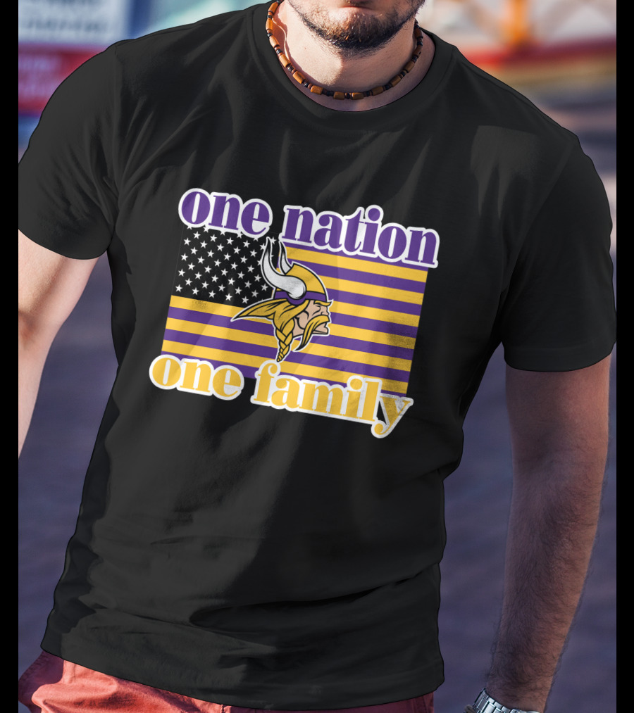 One Nation One Family Minnesota Vikings American Flag T-Shirt