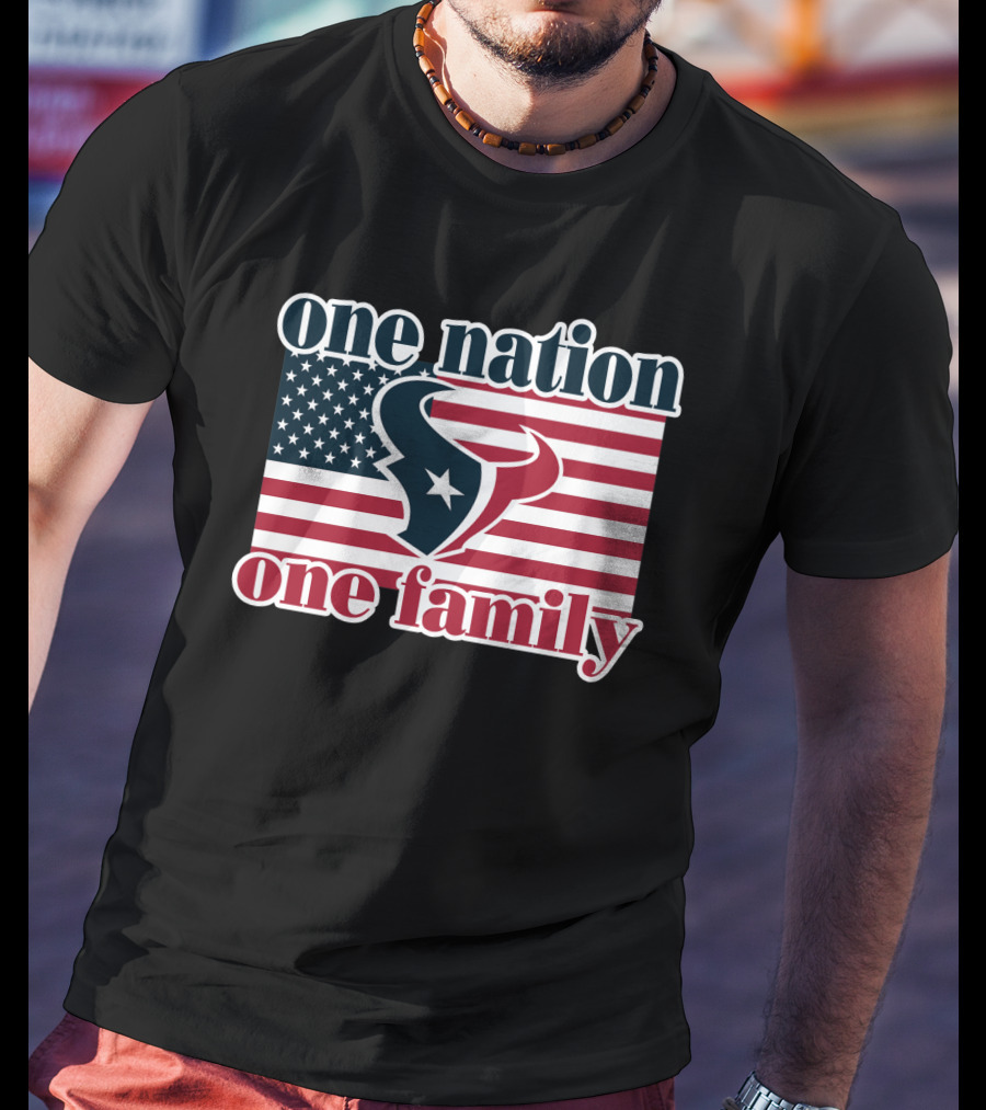 One Nation One Family Houston Texans American Flag T-Shirt