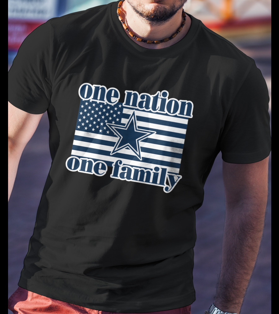 One Nation One Family Dallas Cowboys 24 American Flag Star T-Shirt