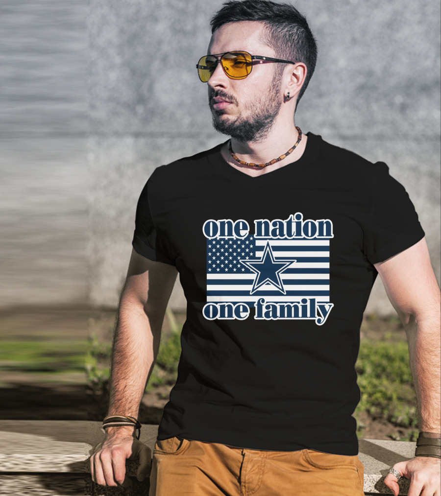 One Nation One Family Dallas Cowboys 24 American Flag Star T-Shirt