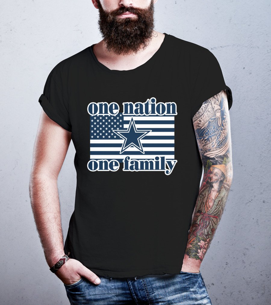 One Nation One Family Dallas Cowboys 24 American Flag Star T-Shirt