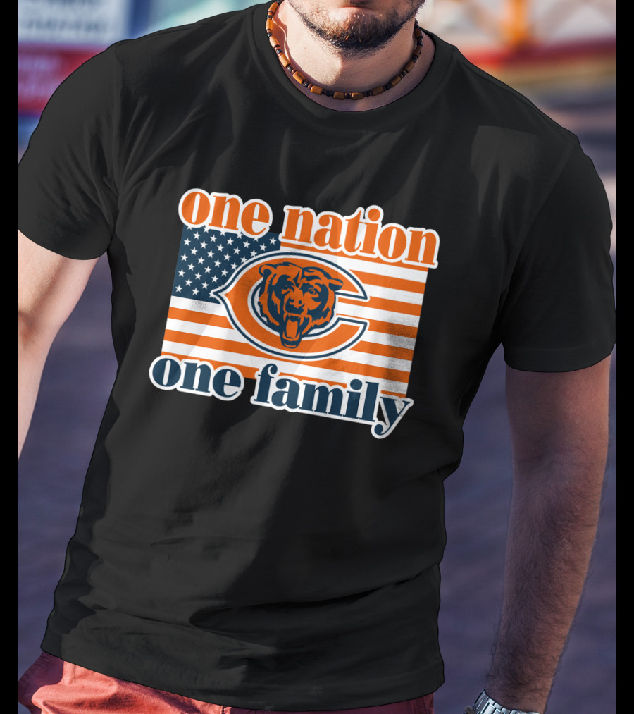 One Nation One Family Chicago Bears American Flag T-Shirt
