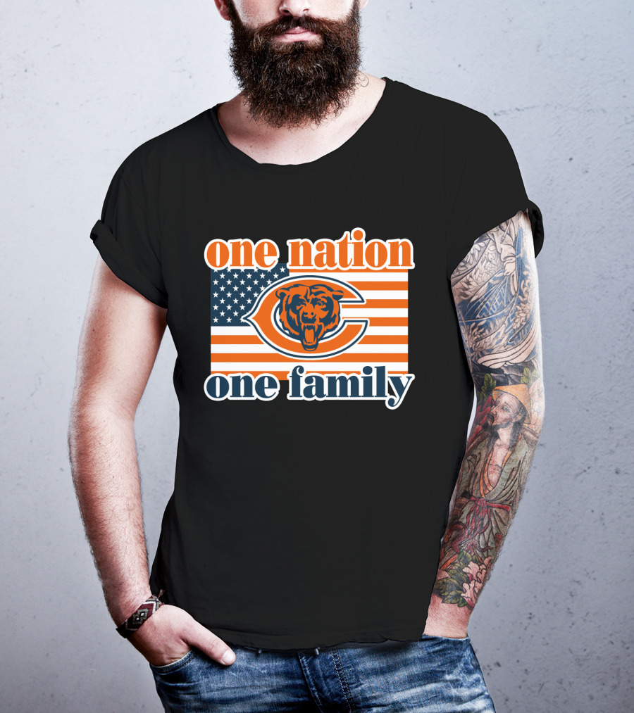 One Nation One Family Chicago Bears American Flag T-Shirt