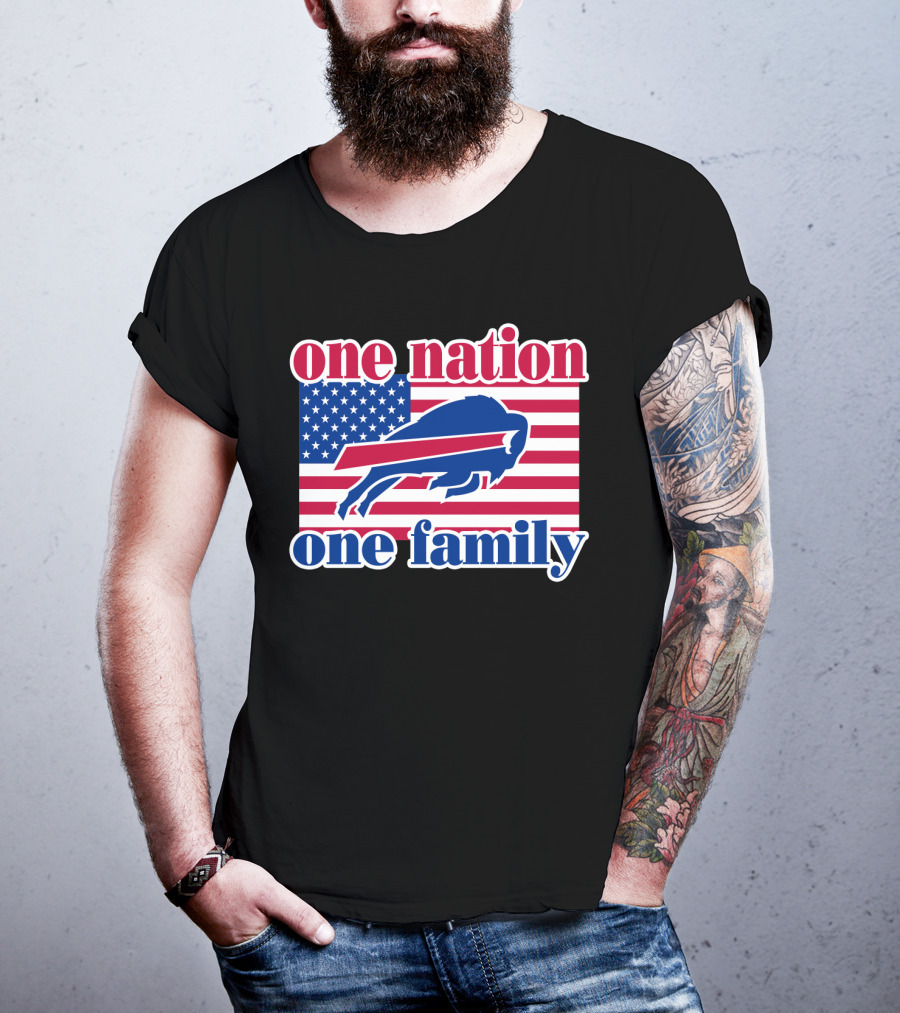 One Nation One Family Buffalo Bills Usa Flag T-Shirt