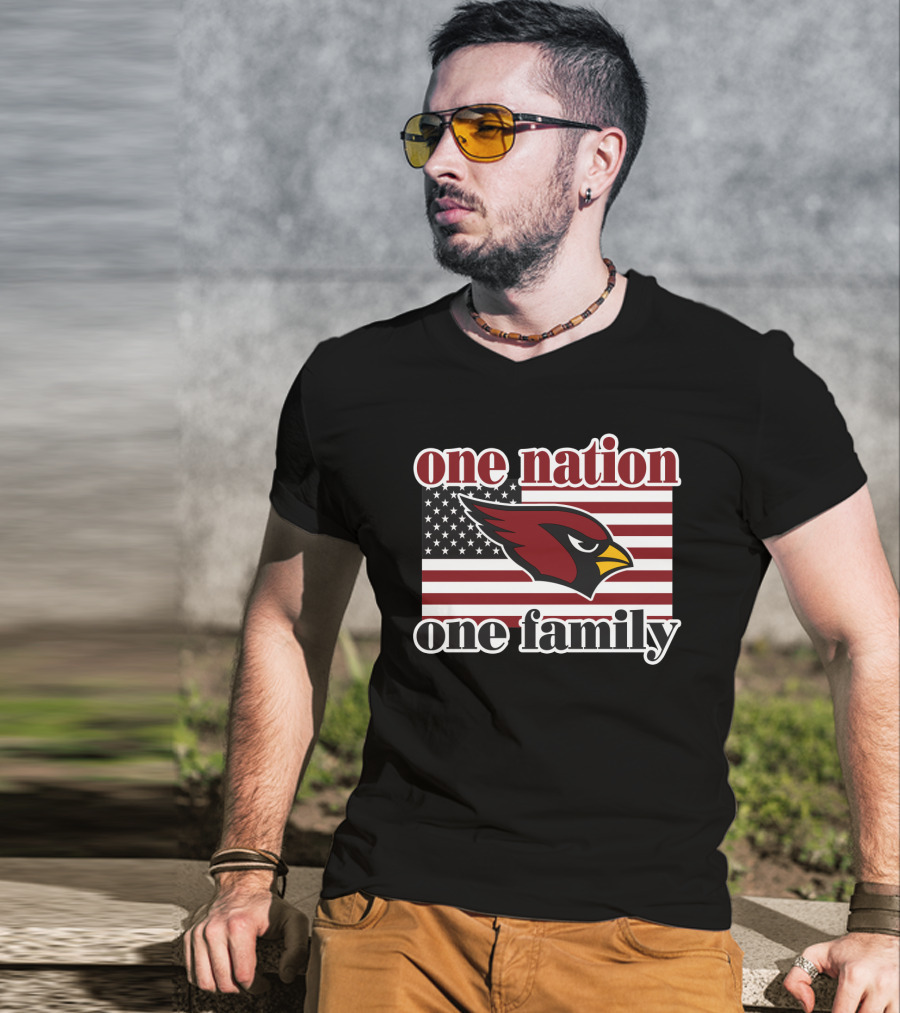 One Nation One Family Arizona Cardinals Flag T-Shirt