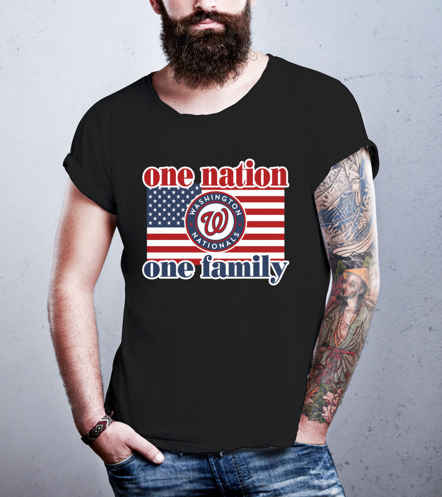 One Nation One Family Washington Nationals Usa Flag T-Shirt