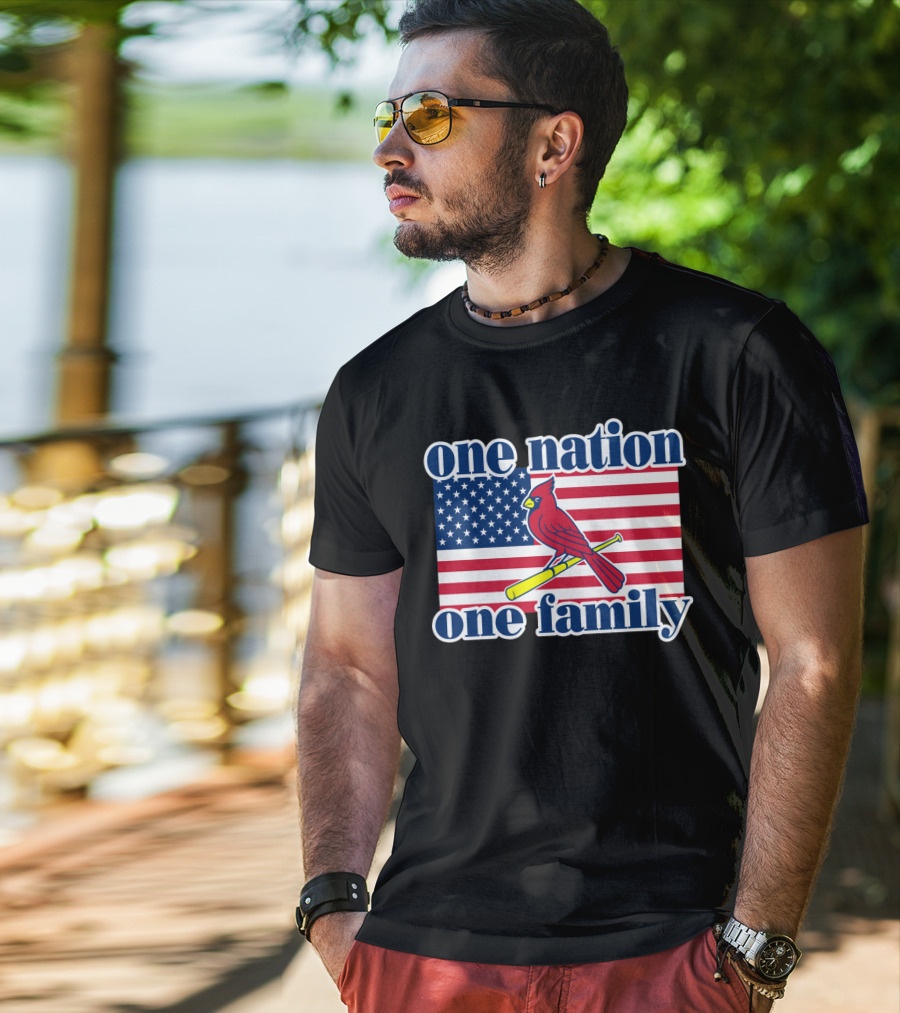 One Nation One Family St Louis Cardinals Flag T-Shirt