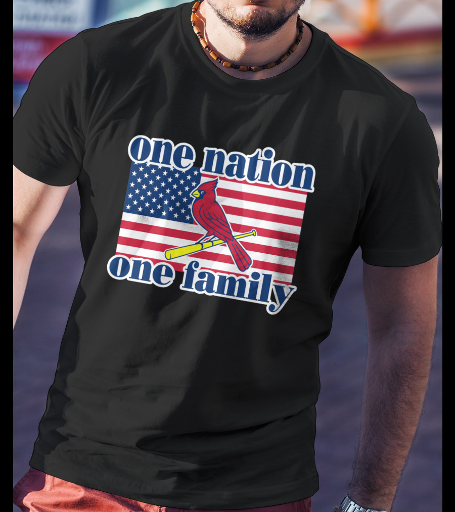 One Nation One Family St Louis Cardinals Flag T-Shirt