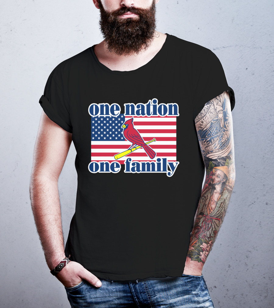 One Nation One Family St Louis Cardinals Flag T-Shirt