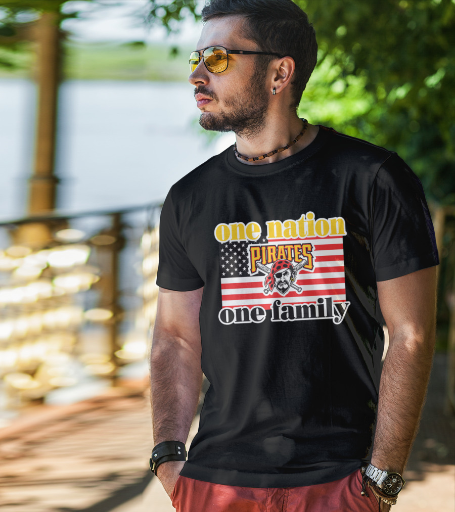 One Nation One Family Pirates Flag T-Shirt