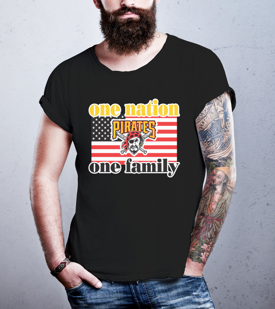 One Nation One Family Pirates Flag T-Shirt