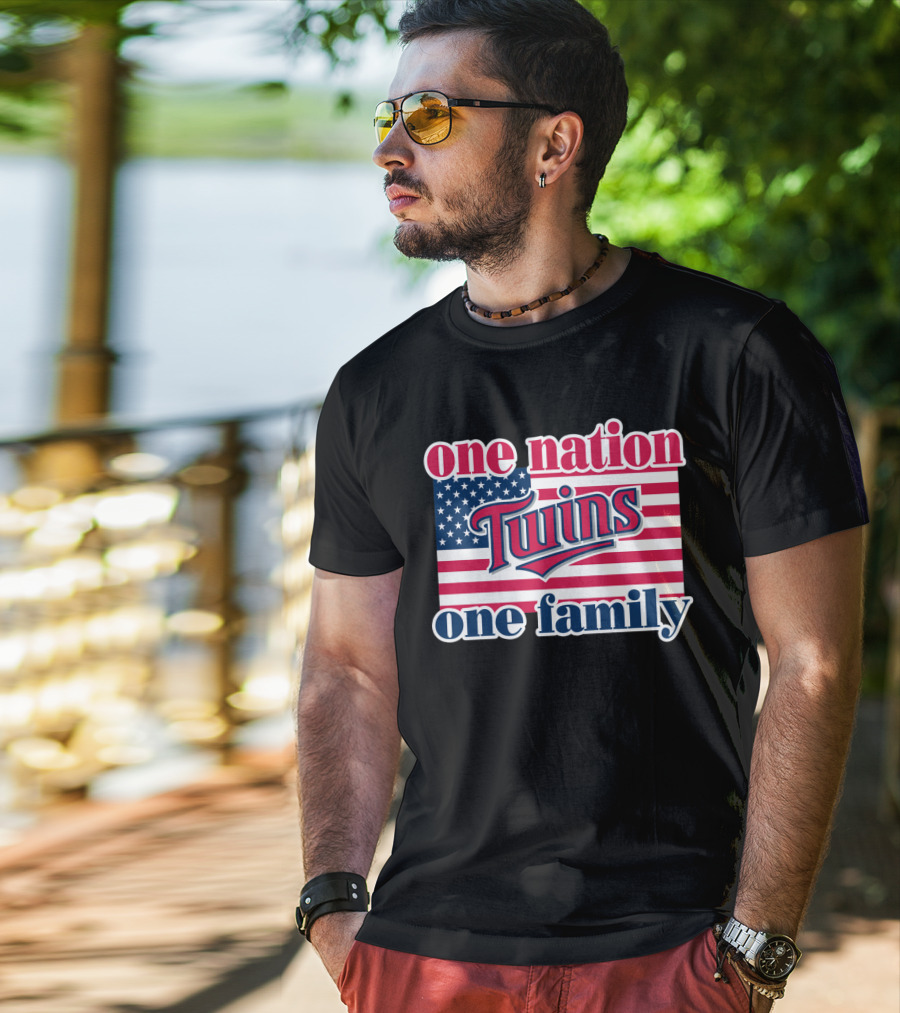 One Nation Twins One Family American Flag T-Shirt