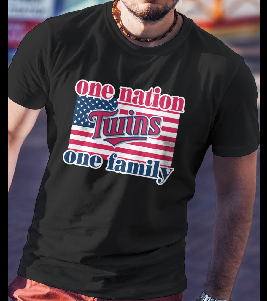 One Nation Twins One Family American Flag T-Shirt