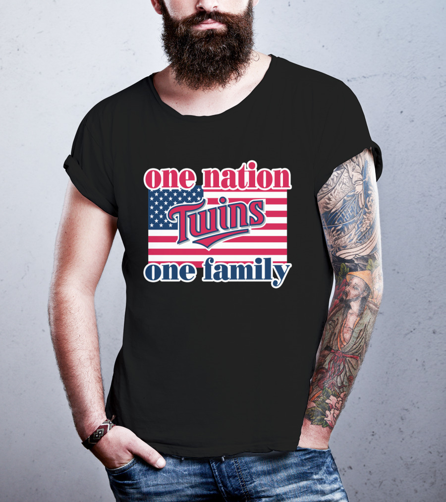 One Nation Twins One Family American Flag T-Shirt