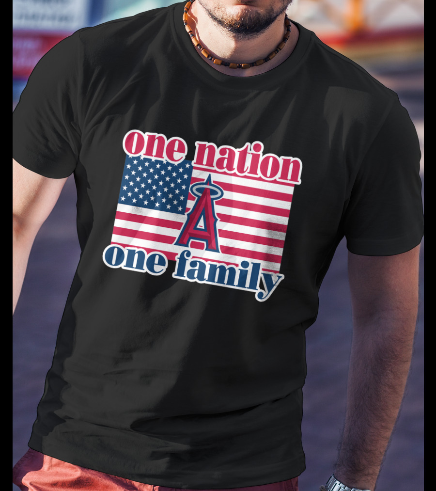 One Nation One Family Los Angeles Angels American Flag T-Shirt