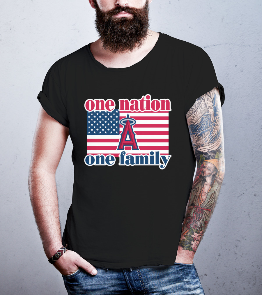 One Nation One Family Los Angeles Angels American Flag T-Shirt