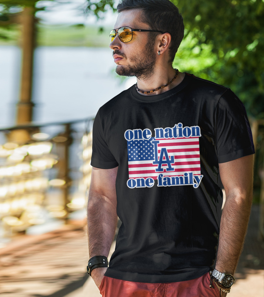 One Nation One Family La Dodgers Usa Flag T-Shirt