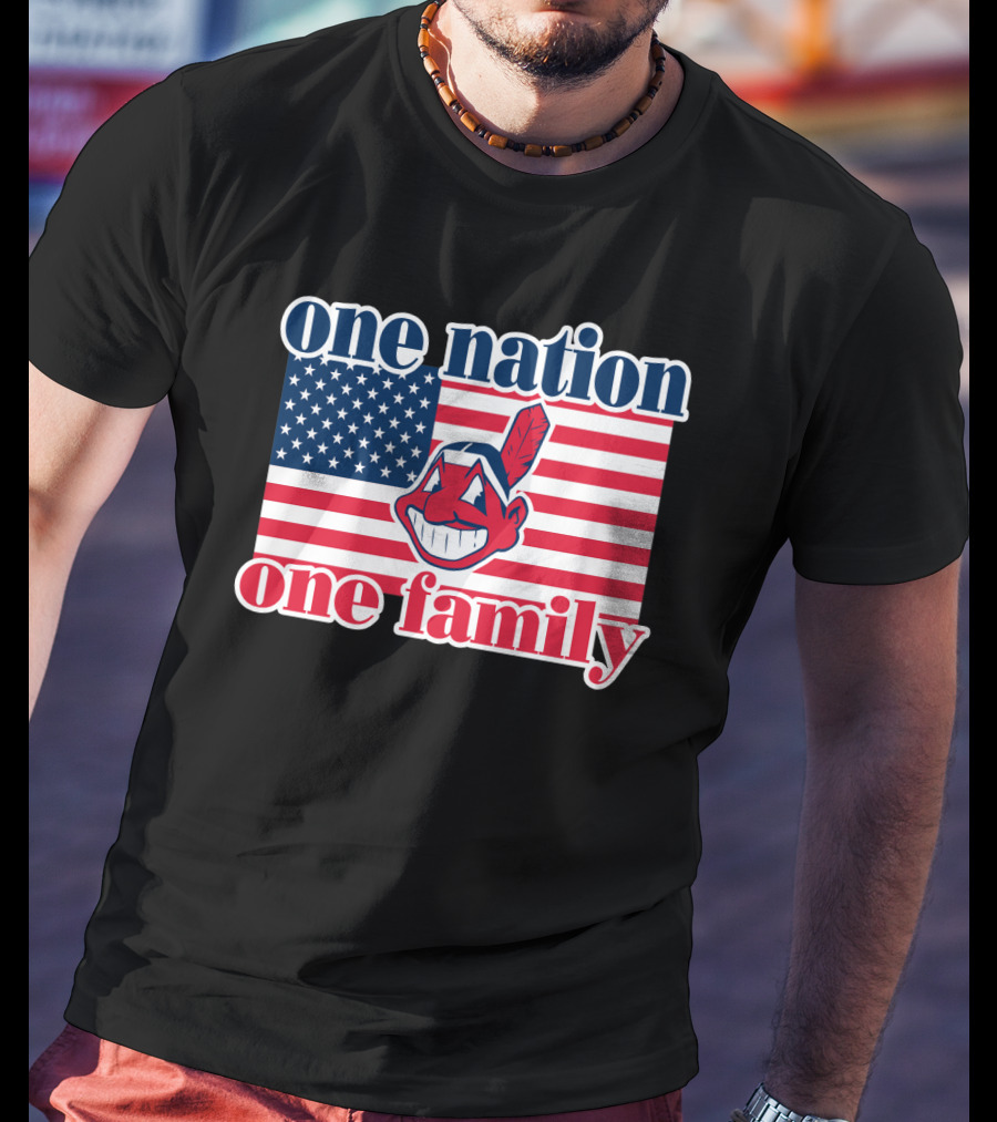 One Nation One Family 54 Cleveland Indians American Flag T-Shirt