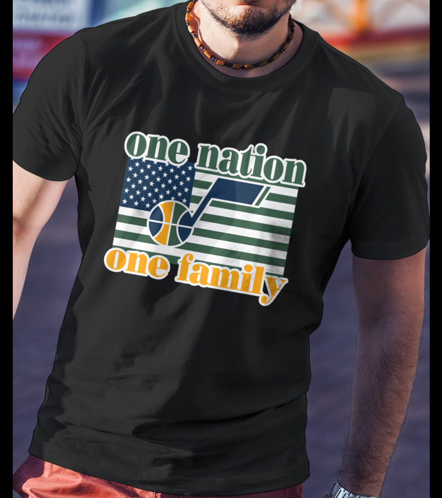 One Nation One Family Utah Jazz Basketball American Flag T-Shirt
