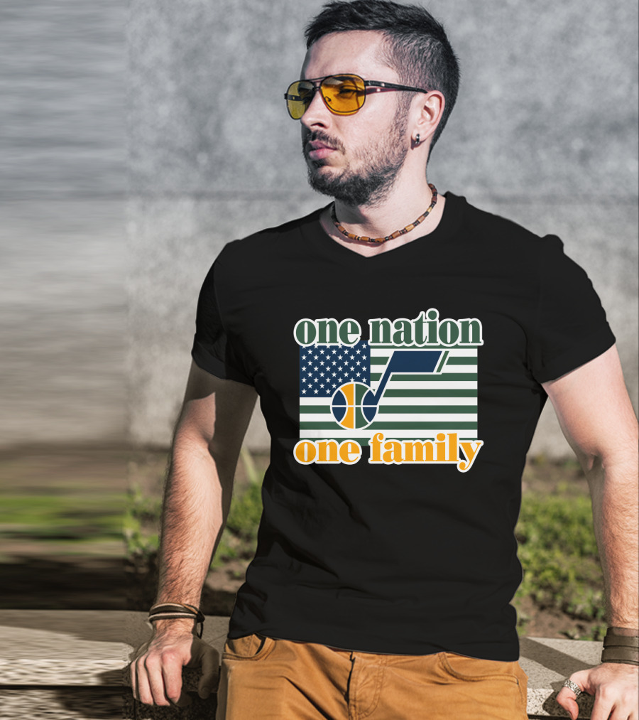One Nation One Family Utah Jazz Basketball American Flag T-Shirt
