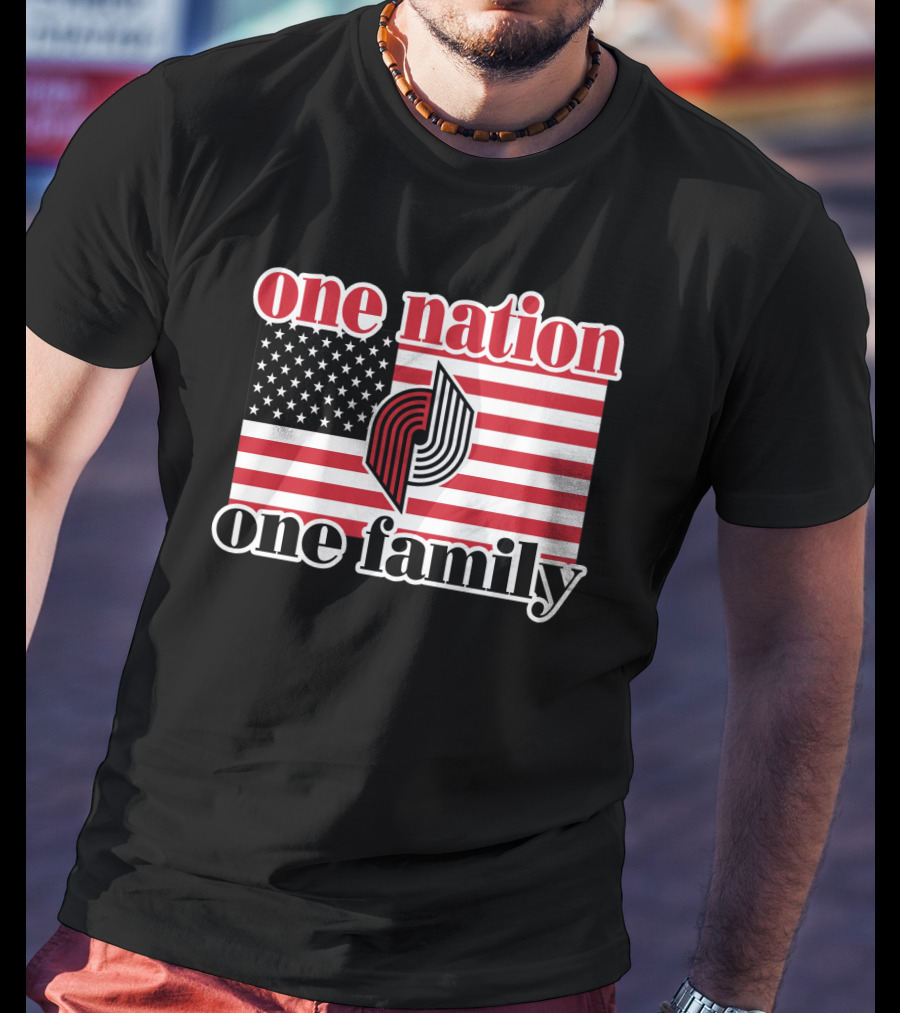 Portland Trail Blazers One Nation One Family American Flag T-Shirt