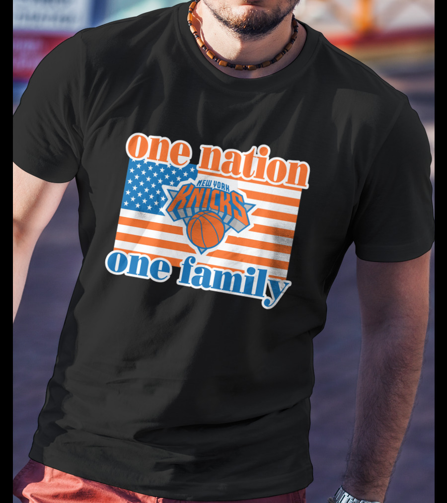 One Nation One Family New York Knicks 71 American Flag Basketball T-Shirt