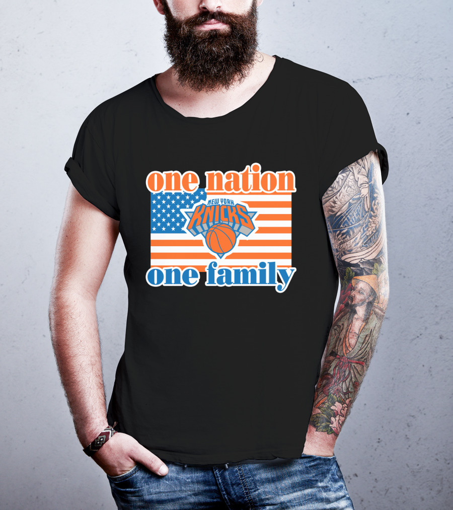 One Nation One Family New York Knicks 71 American Flag Basketball T-Shirt