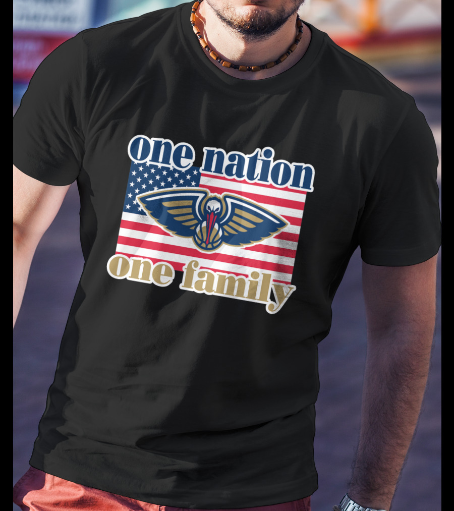 One Nation One Family New Orleans Pelicans American Flag T-Shirt