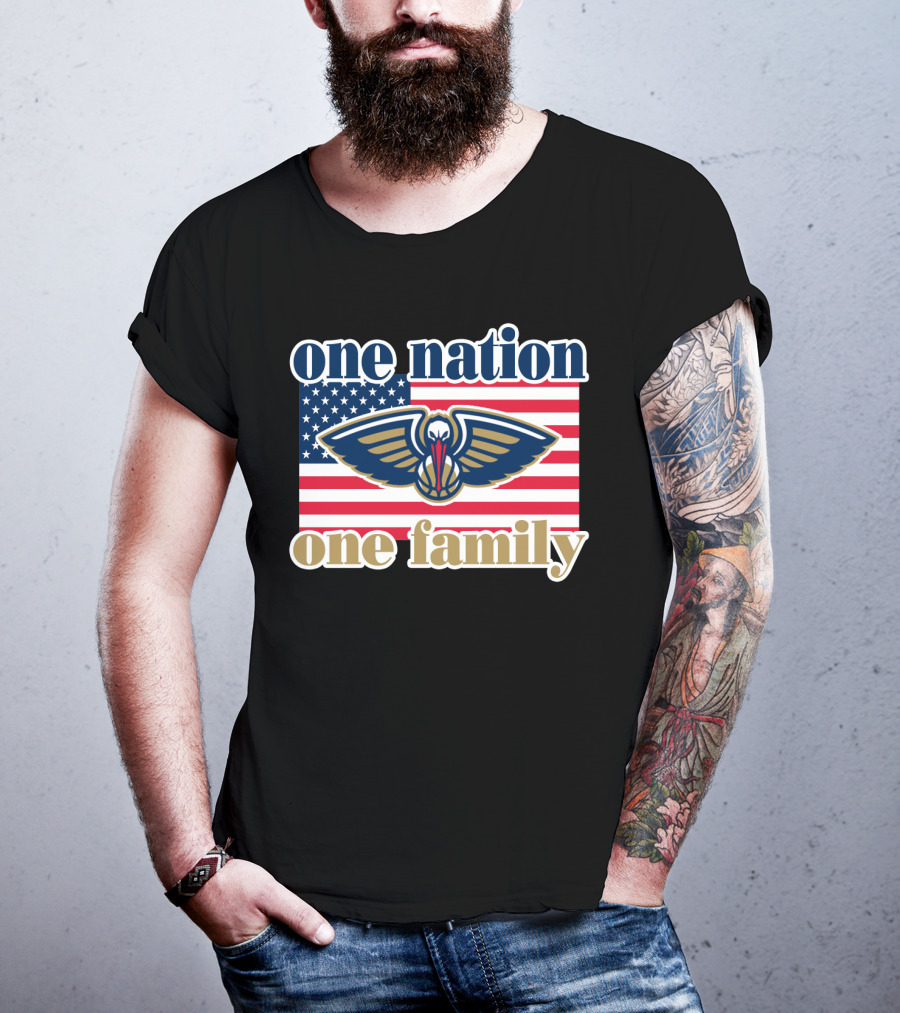One Nation One Family New Orleans Pelicans American Flag T-Shirt