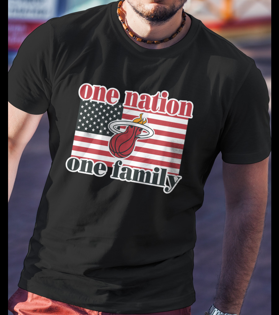 One Nation One Family Miami Heat American Flag T-Shirt