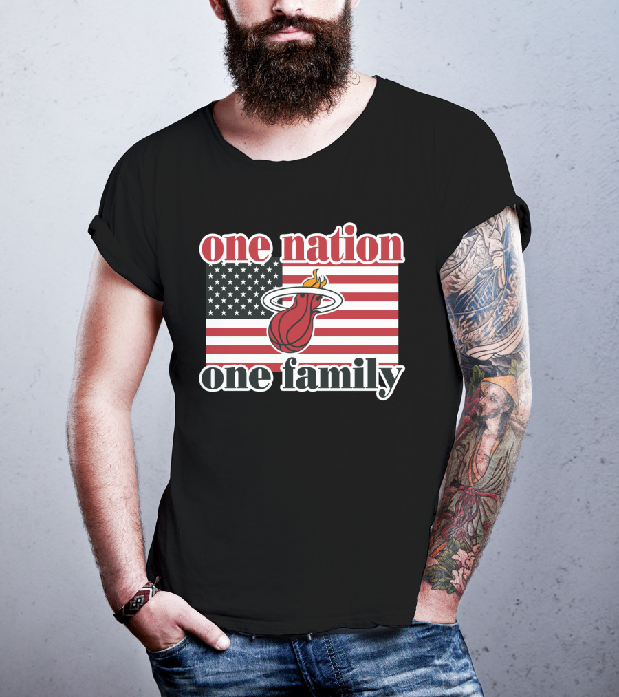 One Nation One Family Miami Heat American Flag T-Shirt