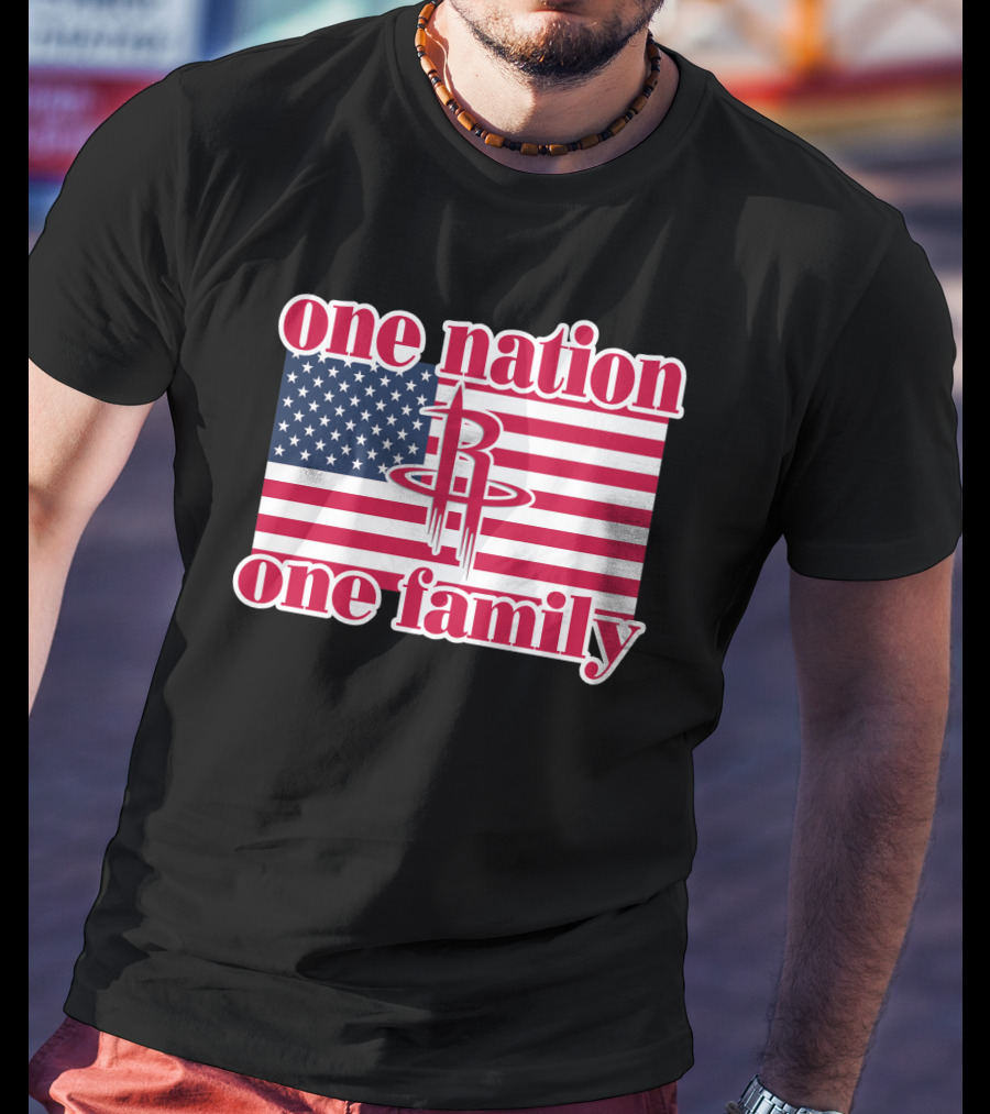 One Nation One Family 79 Houston Rockets Usa Flag T-Shirt