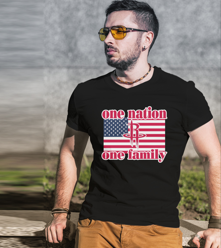 One Nation One Family 79 Houston Rockets Usa Flag T-Shirt