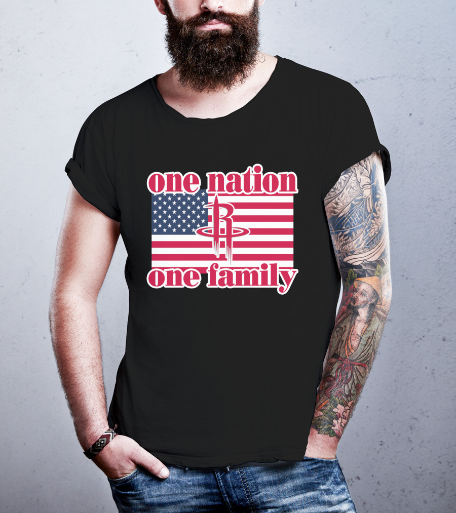 One Nation One Family 79 Houston Rockets Usa Flag T-Shirt