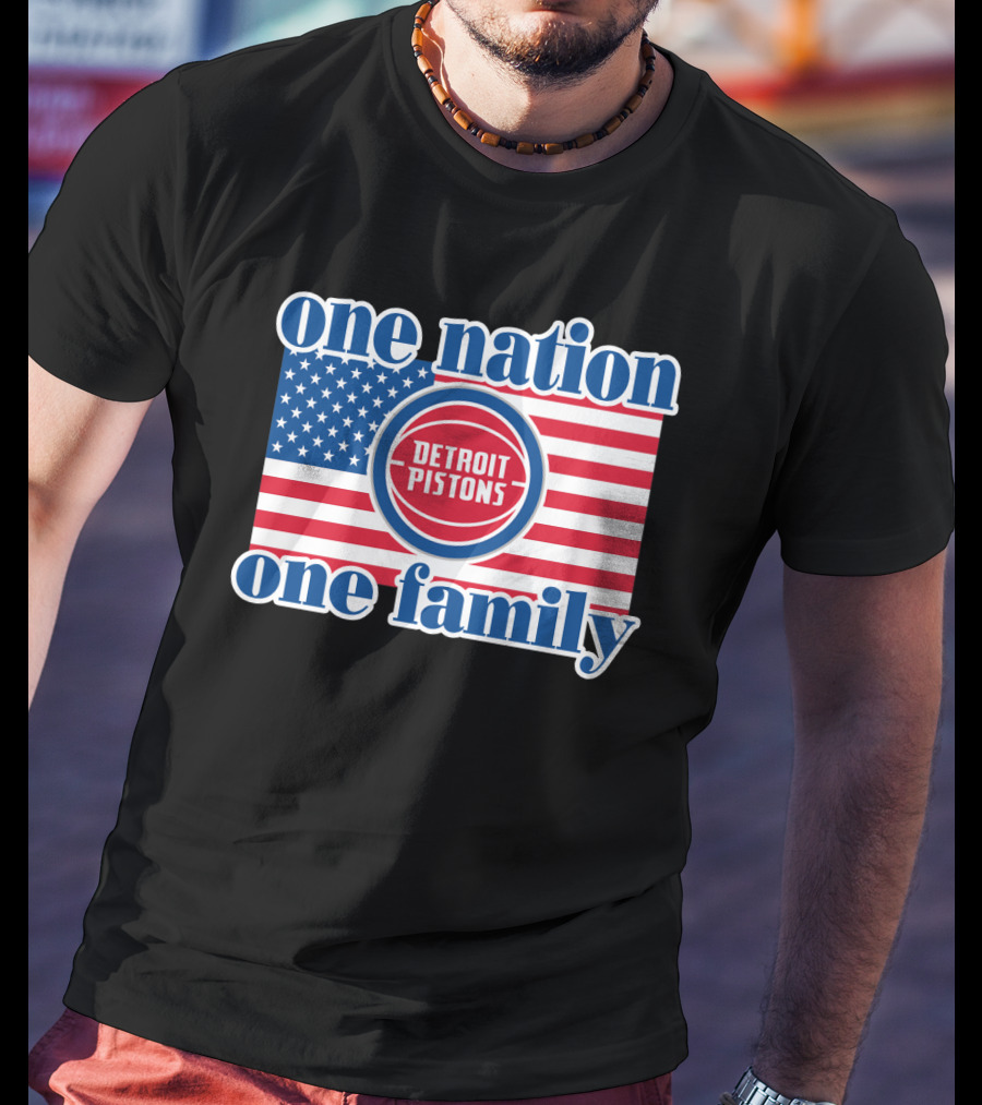 One Nation One Family Detroit Pistons 81 Usa Flag T-Shirt