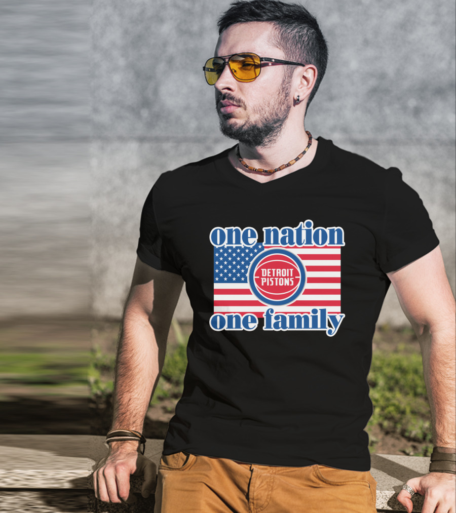 One Nation One Family Detroit Pistons 81 Usa Flag T-Shirt