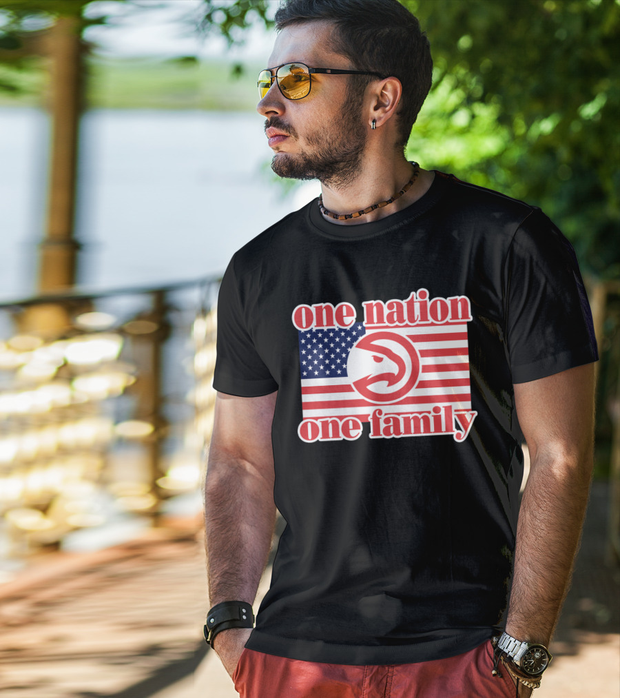 Atlanta Hawks One Nation One Family Usa Flag T-Shirt