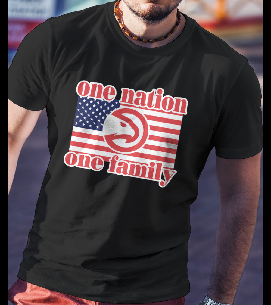 Atlanta Hawks One Nation One Family Usa Flag T-Shirt