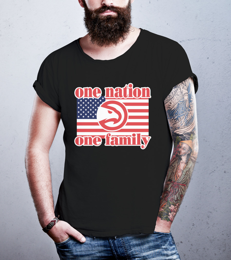 Atlanta Hawks One Nation One Family Usa Flag T-Shirt