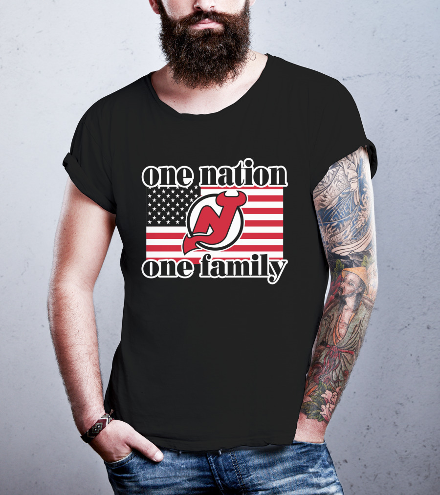 One Nation One Family New Jersey Devils American Flag T-Shirt