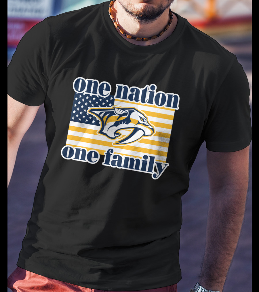 One Nation One Family Nashville Predators American Flag T-Shirt