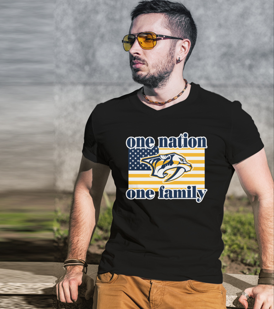 One Nation One Family Nashville Predators American Flag T-Shirt