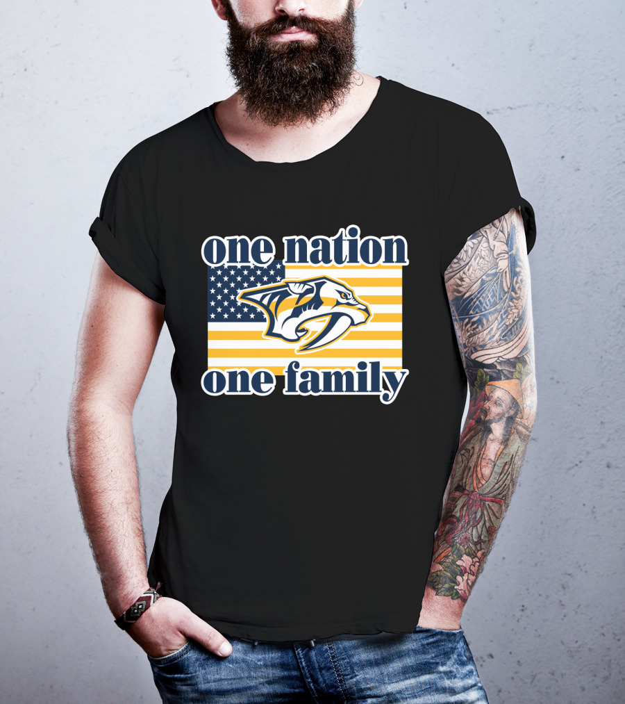 One Nation One Family Nashville Predators American Flag T-Shirt