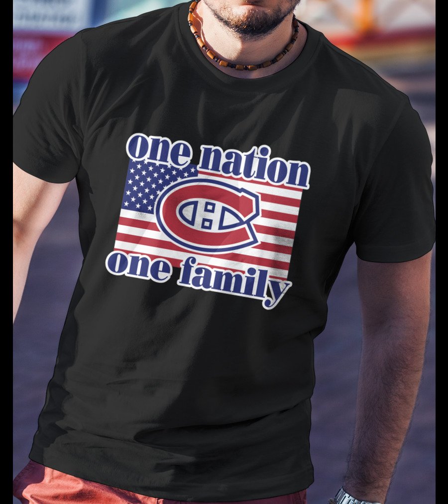 One Nation One Family Montreal Canadiens Usa Flag T-Shirt