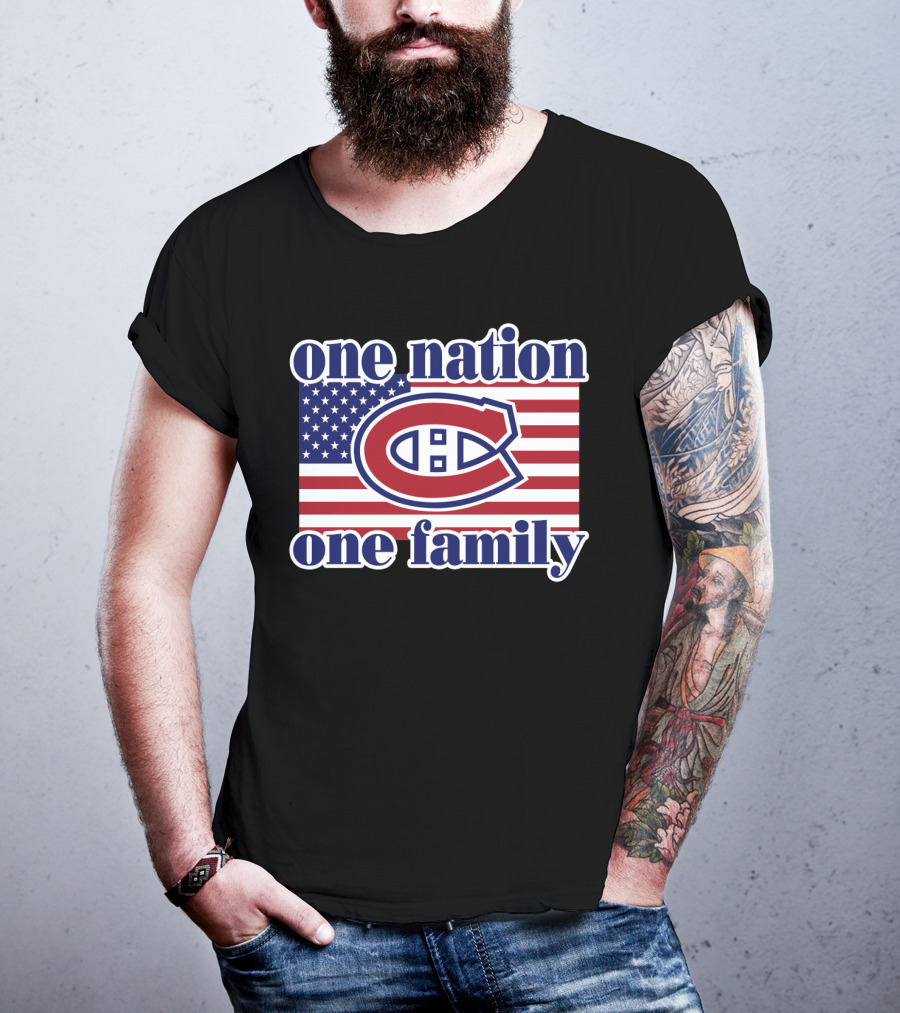 One Nation One Family Montreal Canadiens Usa Flag T-Shirt