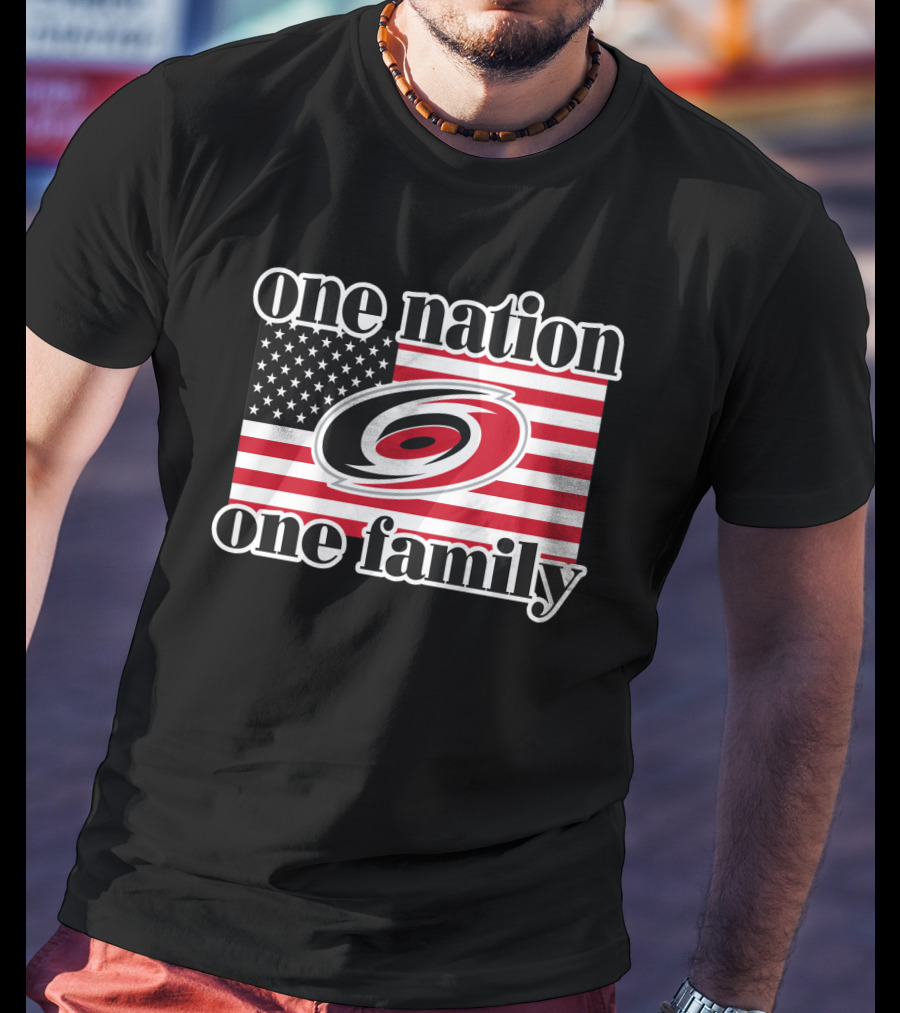 One Nation One Family Carolina Hurricanes Usa Flag T-Shirt