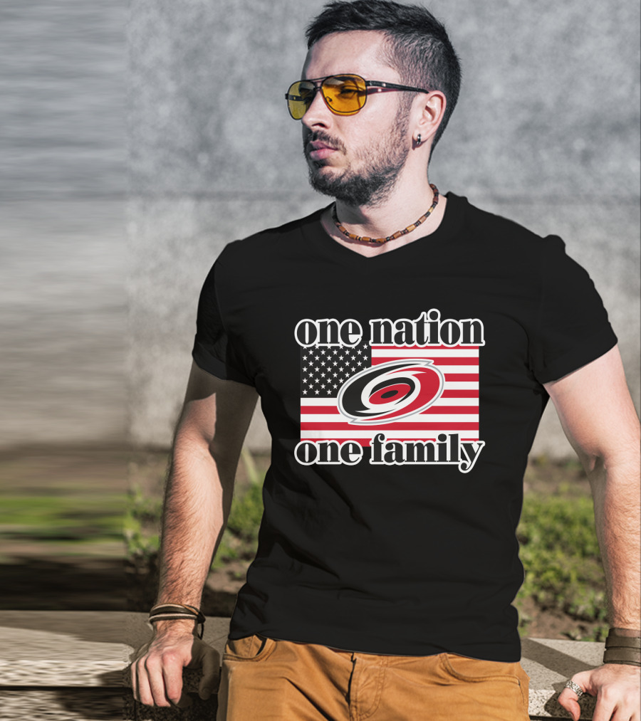One Nation One Family Carolina Hurricanes Usa Flag T-Shirt